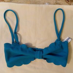 Old Navy Turquoise blue XS scalloped bikini top - NWT